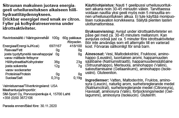 GU Liquid Energy geeli laatikko (12 kpl) - Lemonade - Image 3